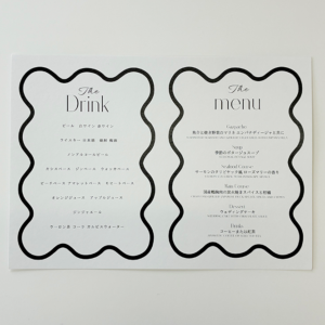 【新着情報】事例紹介｜結婚式用 メニュー表・メッセージカード印刷をさせて頂きました！